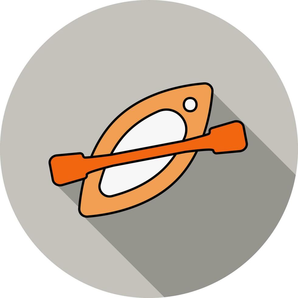 Kayak And Paddle Icon In Orange And White Color. vector