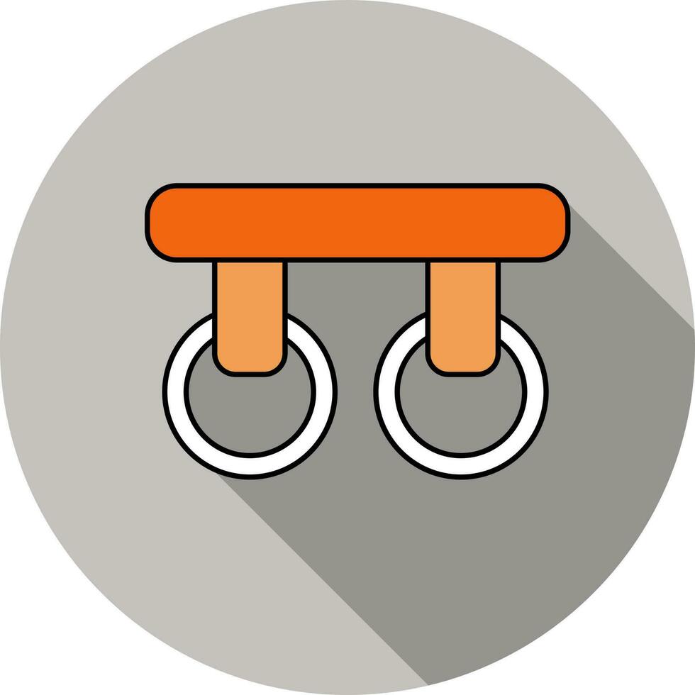 Gymnastic Ring Icon In Orange And White Color. vector