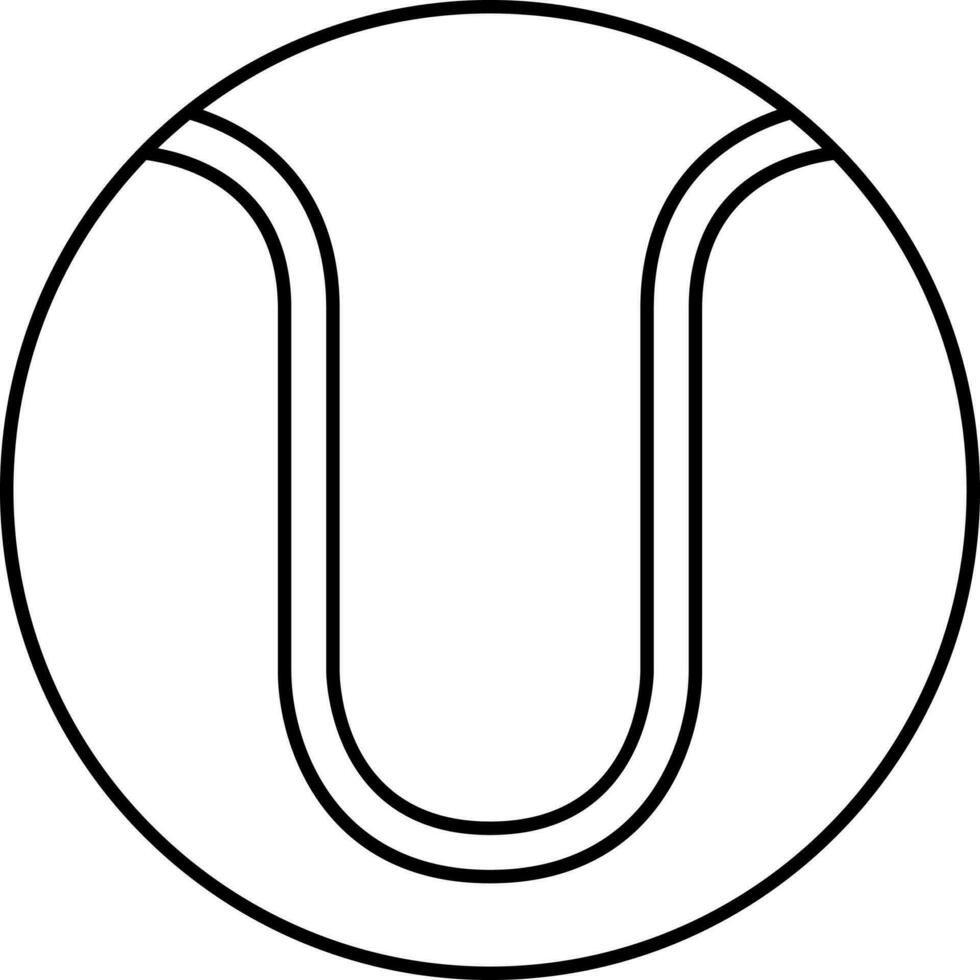 Tennis Ball Icon In Black Line Art. vector