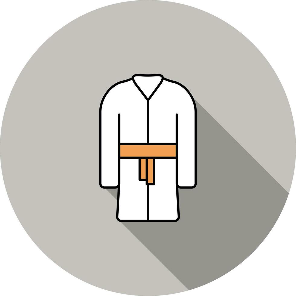 kárate o taekwondo uniforme icono en naranja y blanco color. vector