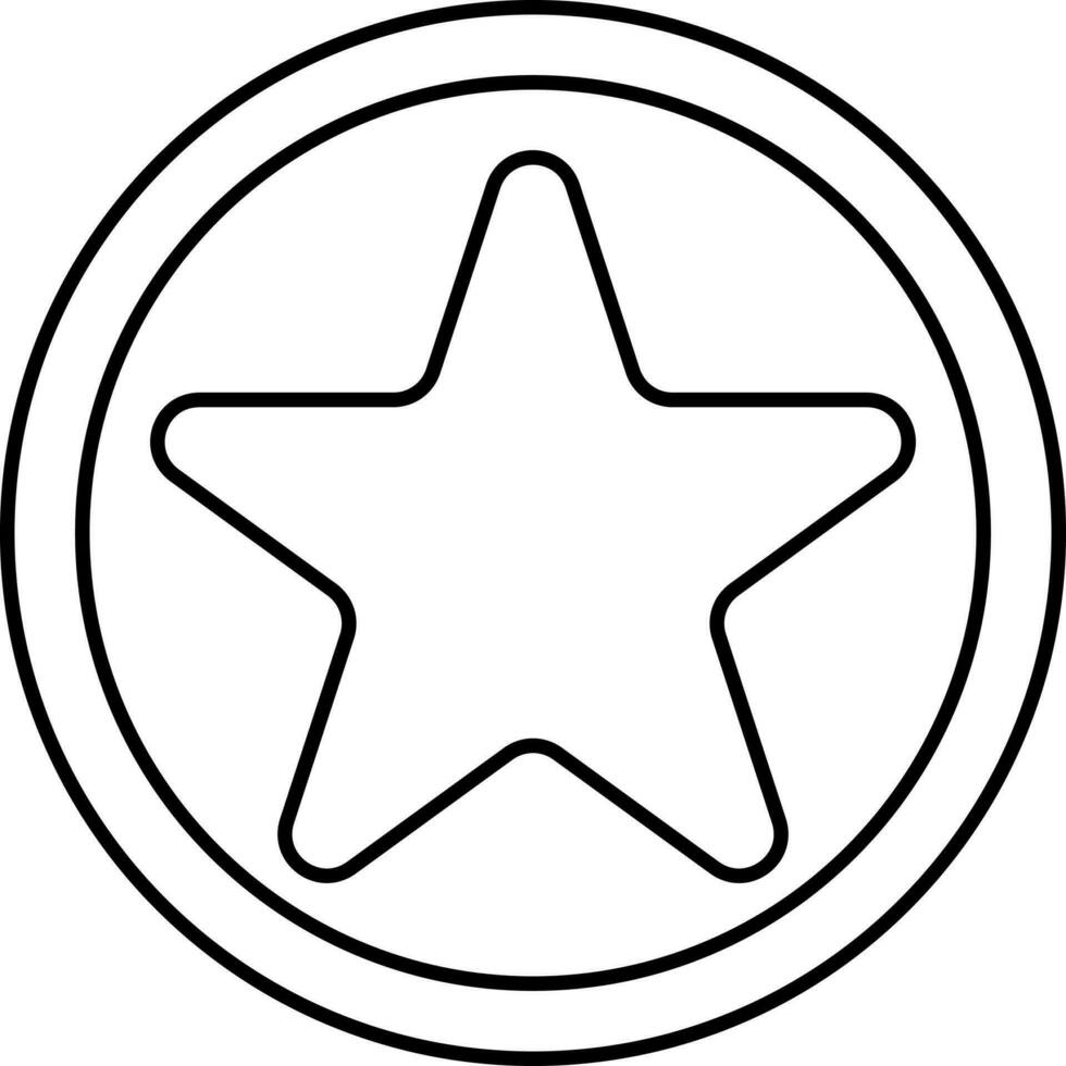 Star Circle Or Badge Icon In Black Line Art. vector