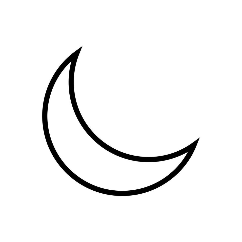 Moon Lineal Icon Symbol Vector. Black Outline Moon Icon vector