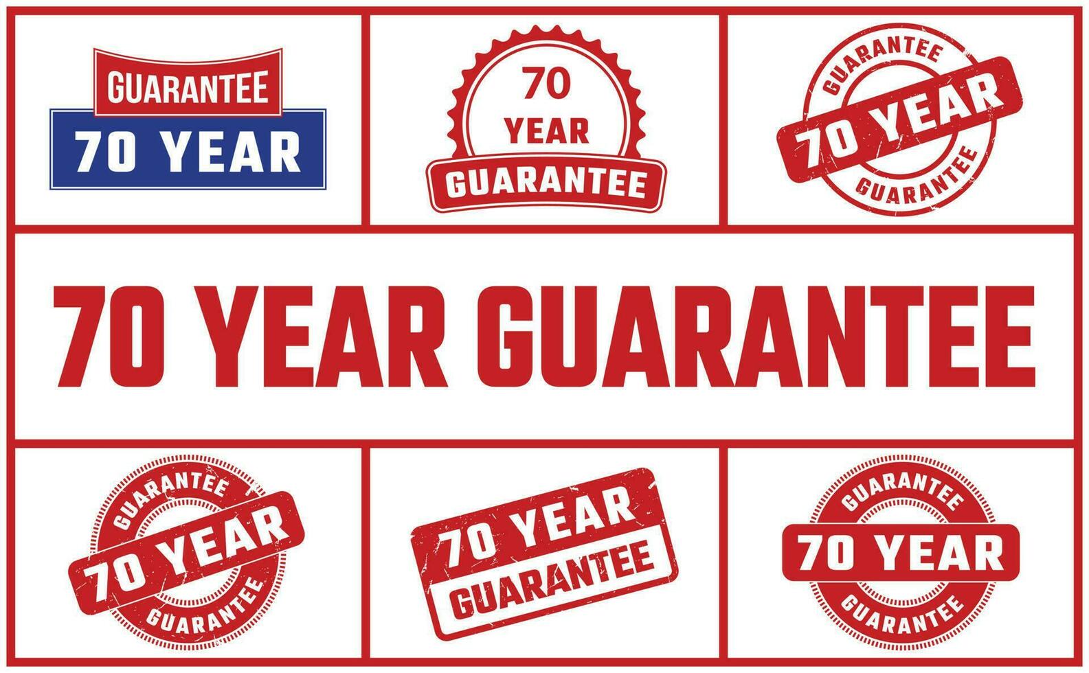 70 Year Guarantee Rubber Stamp Set vector