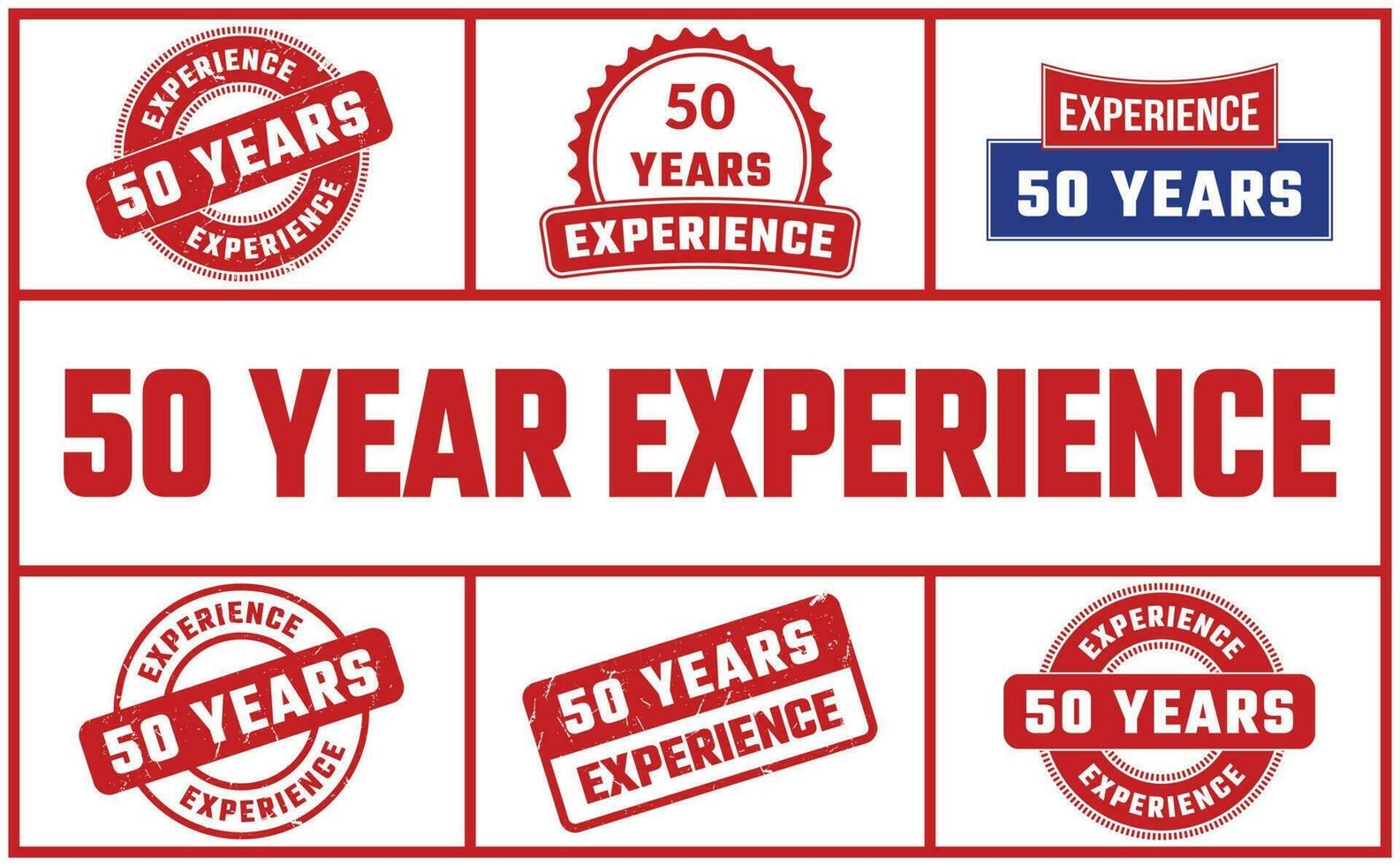 50 Years Experience Rubber Stamp Set vector