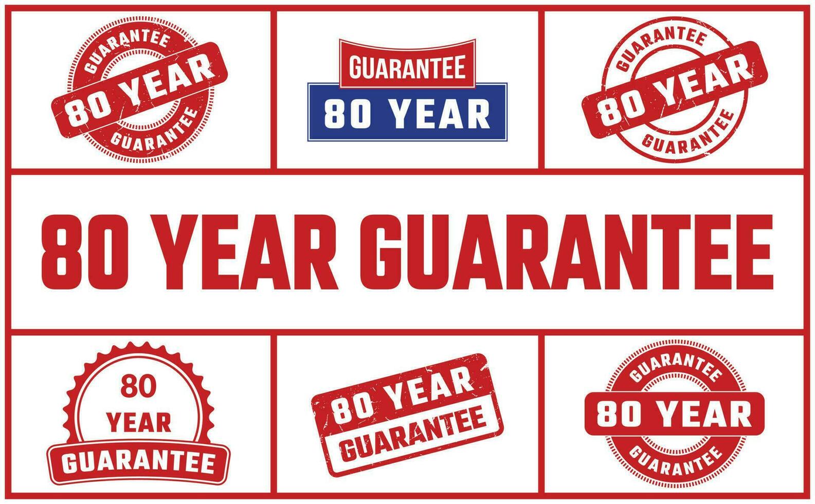 80 Year Guarantee Rubber Stamp Set vector