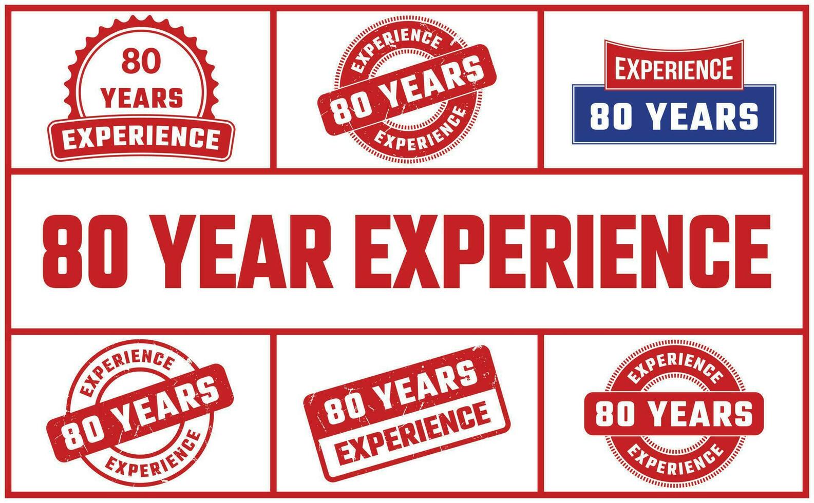 80 Years Experience Rubber Stamp Set vector