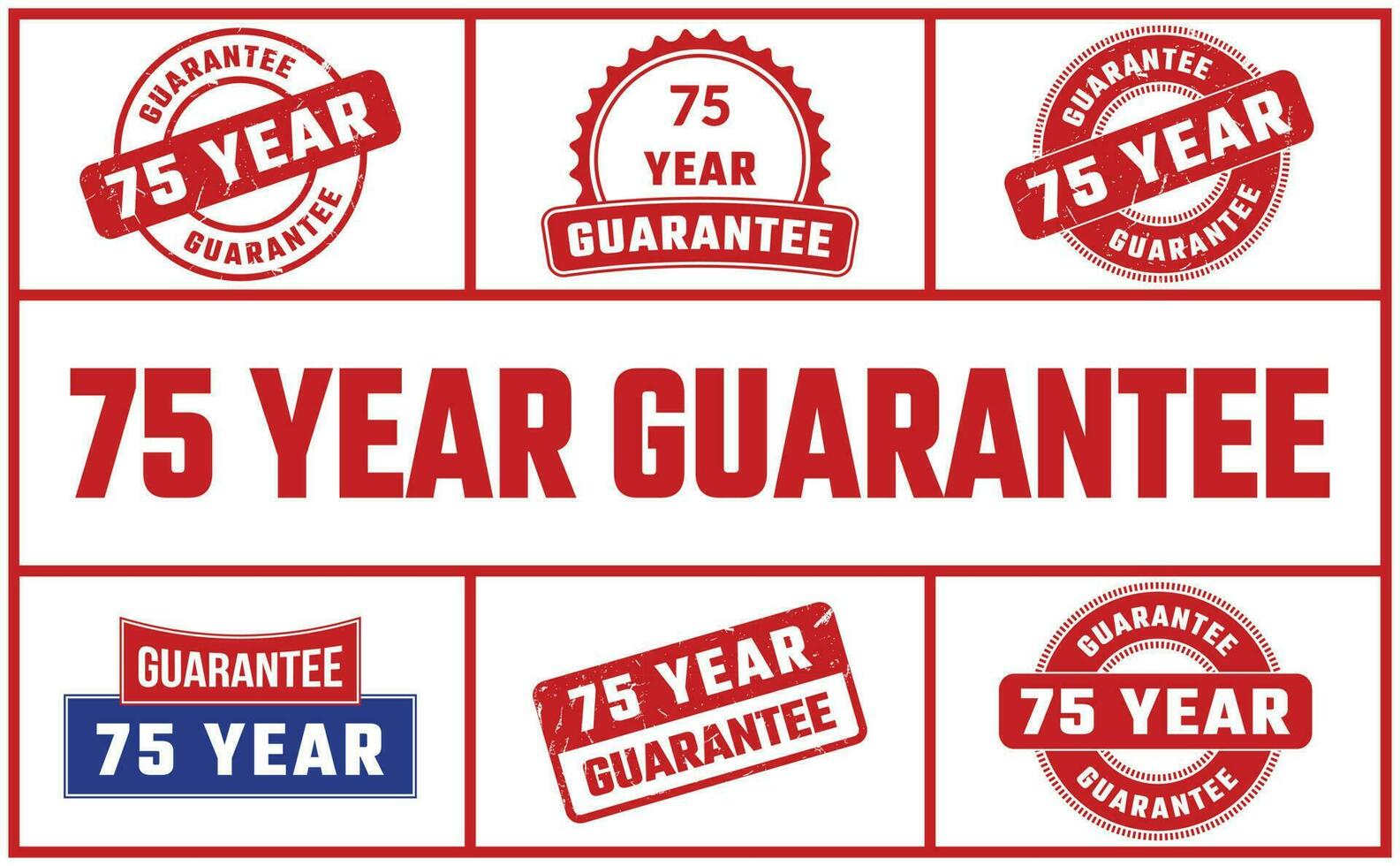 75 Year Guarantee Rubber Stamp Set vector