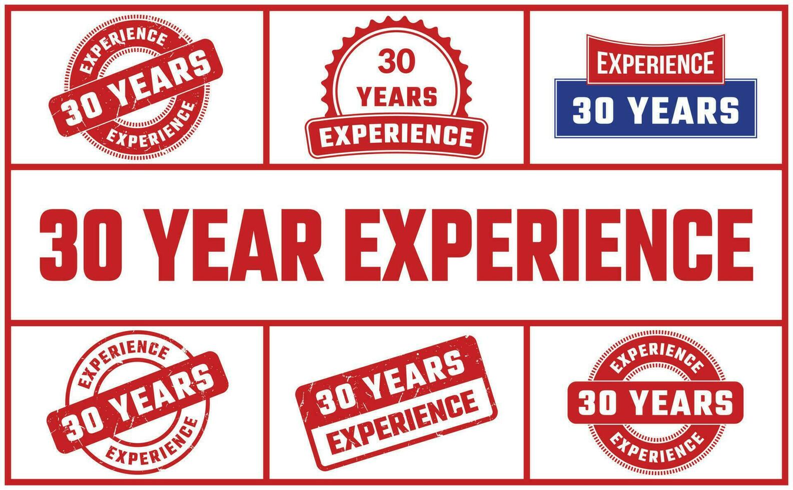 30 Years Experience Rubber Stamp Set vector