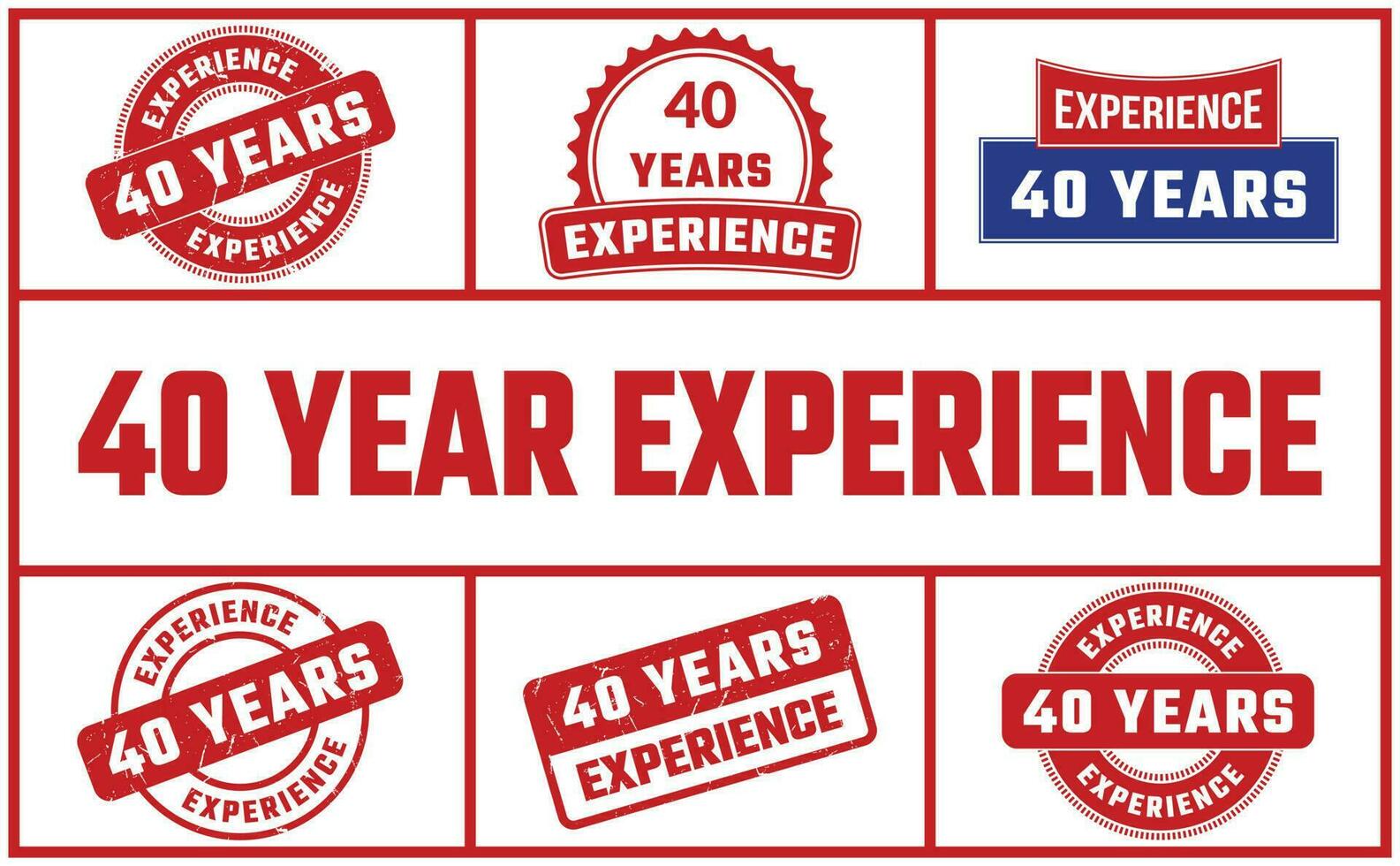 40 Years Experience Rubber Stamp Set vector