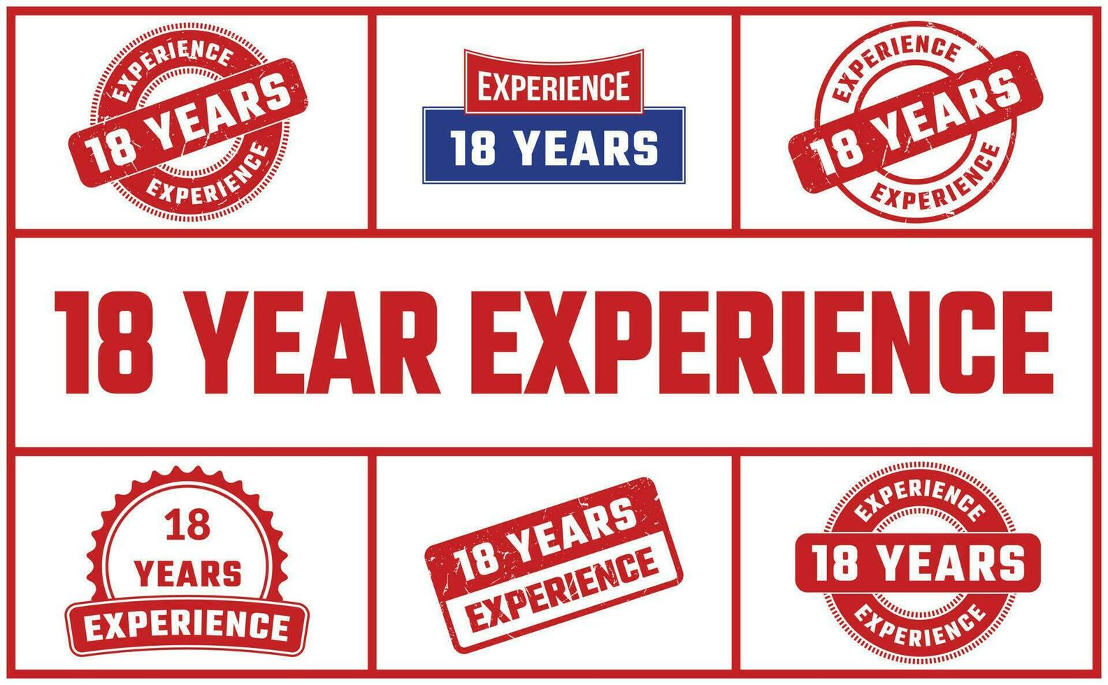 18 Years Experience Rubber Stamp Set vector