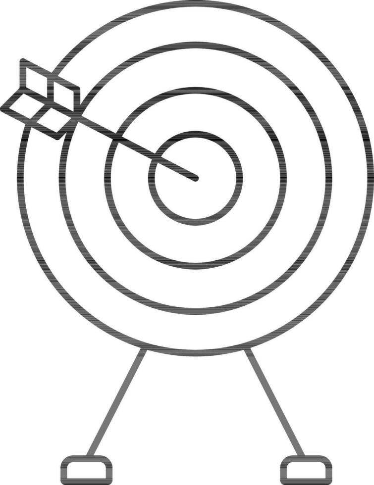 objetivo con flecha icono en negro línea Arte. vector
