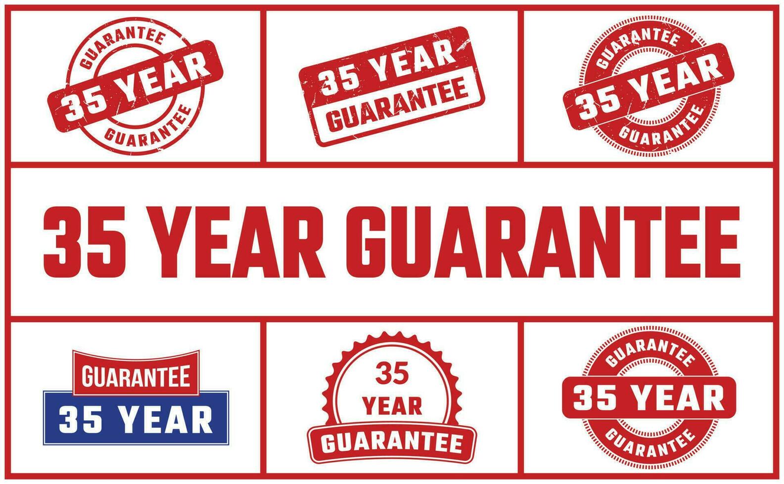 35 Year Guarantee Rubber Stamp Set vector