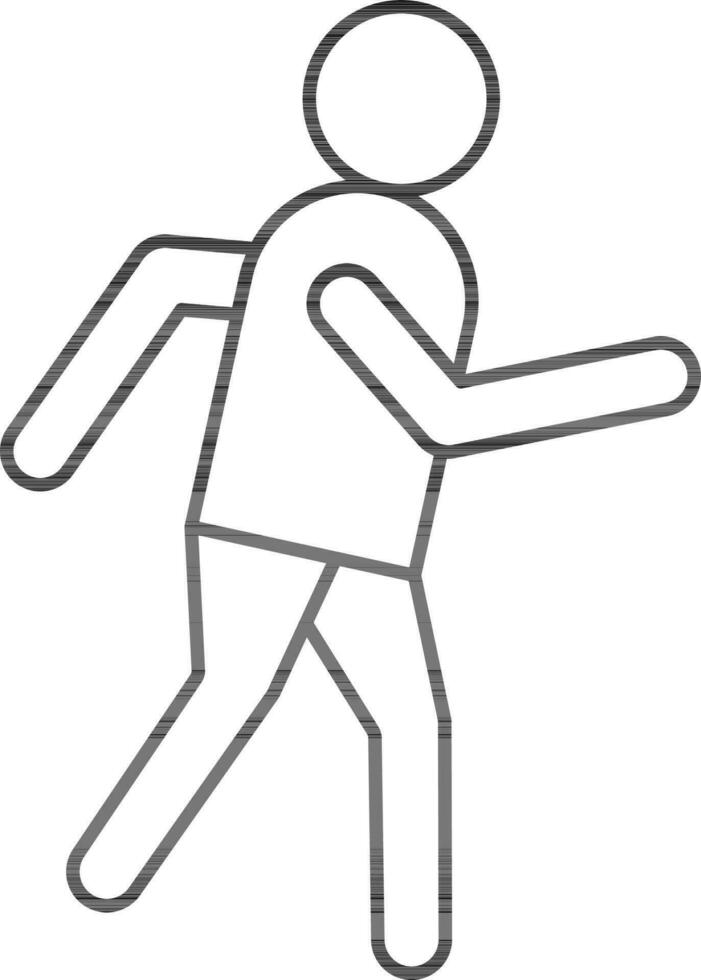 Black Line Art Illustration of Human Running Icon. vector