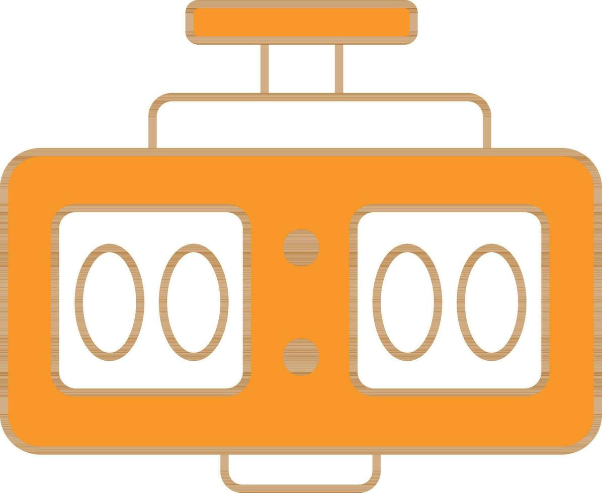 Digital Clock Icon In Orange And White Color. vector