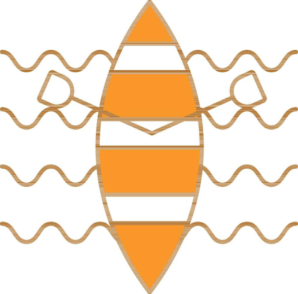 Kayak And Paddle Icon In Orange And White Color. vector