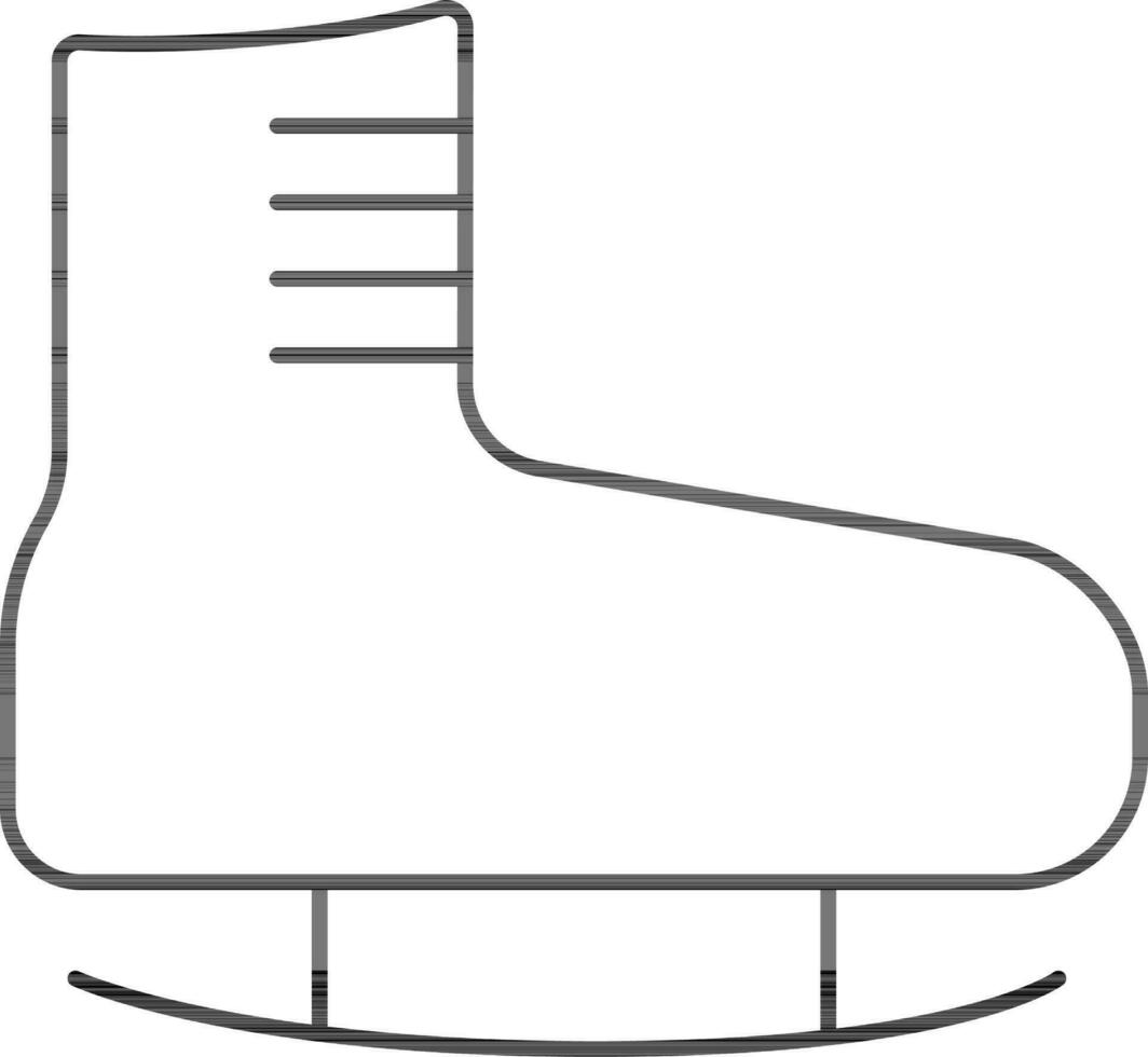 Ice Skating Shoe Icon in Black Line Art. vector