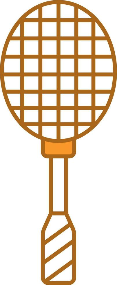 Badminton Racket Icon In Orange And White Color. vector