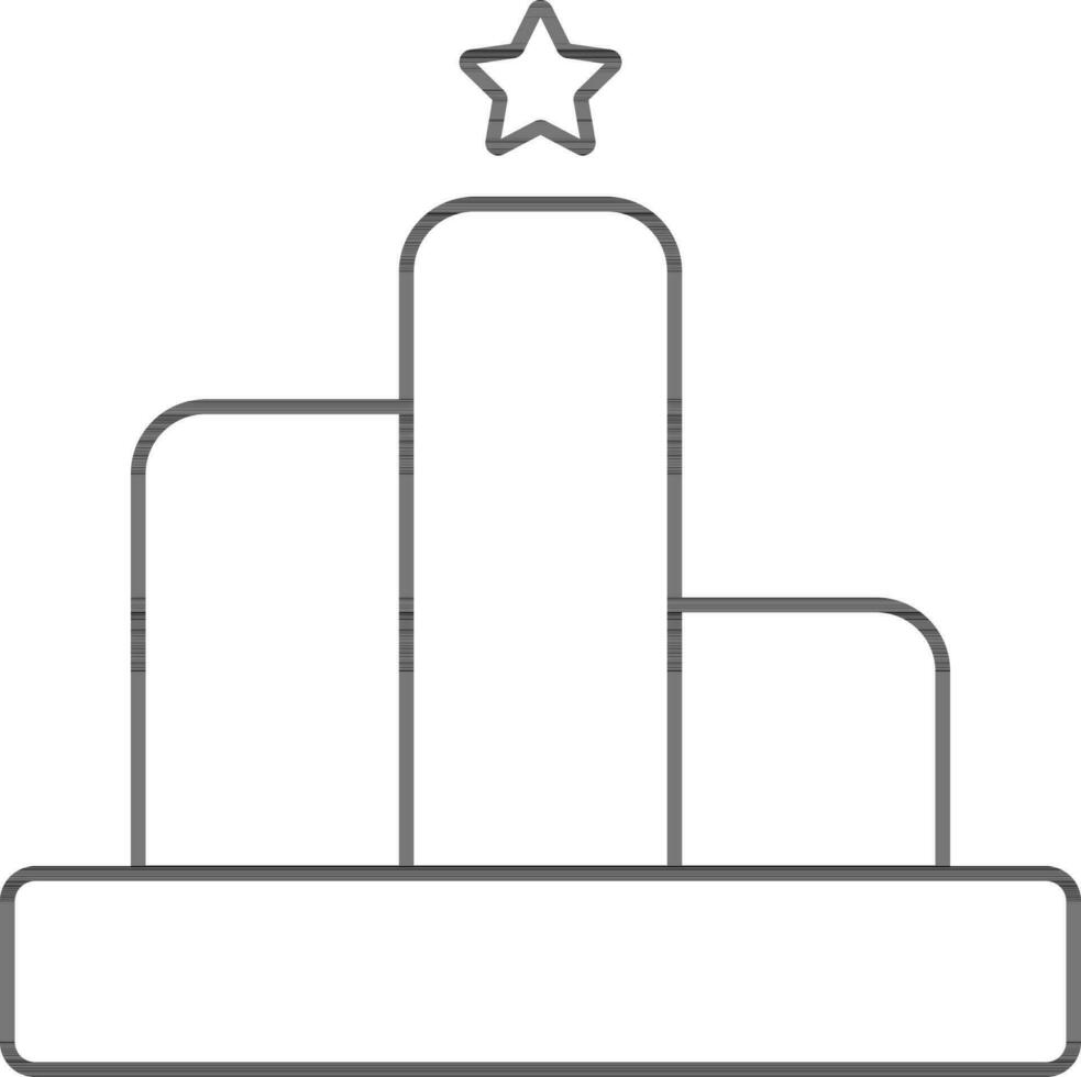 Winner Podium Icon In Black Line Art. vector