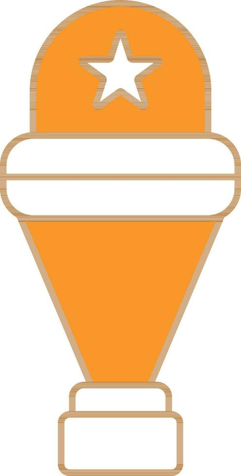Trophy Icon In Orange And White Color. vector