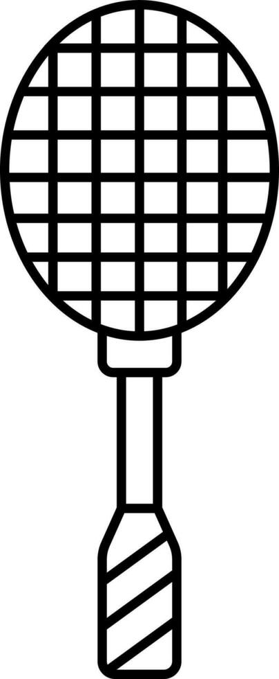 Badminton Racket Icon In Black Line Art. vector