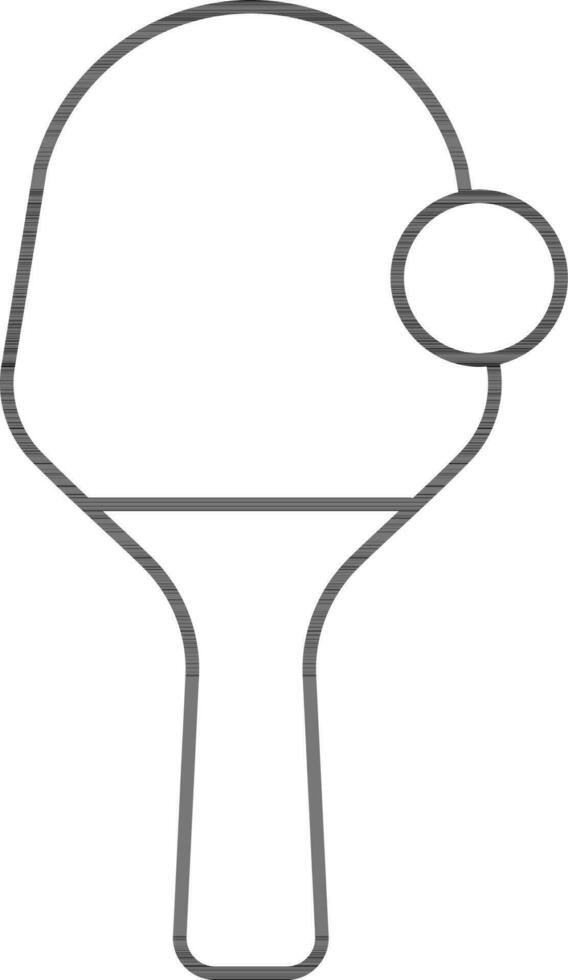 Table Tennis Racket With Ball Line Art. vector