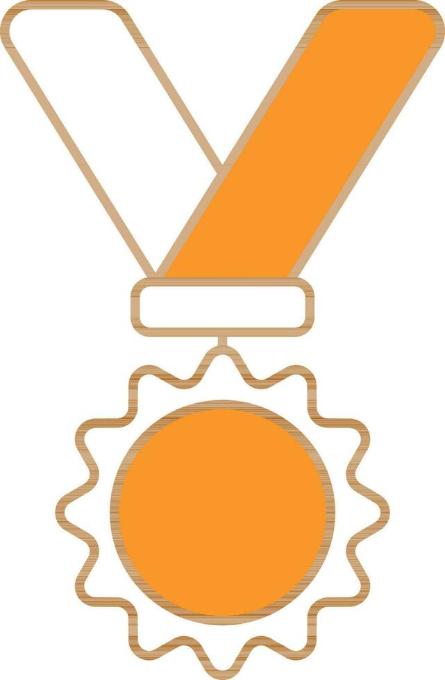 Medal Icon In Orange And White Color. vector