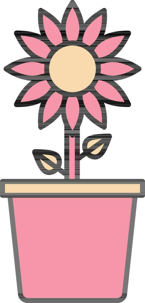 Illustration of  Flower Pot Icon In Flat Style. vector