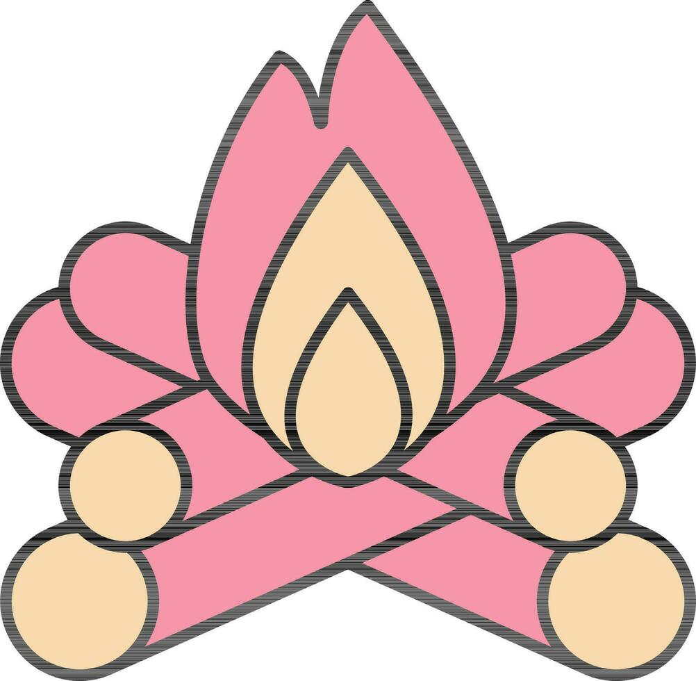 hoguera icono en rosado y melocotón amarillo color. vector