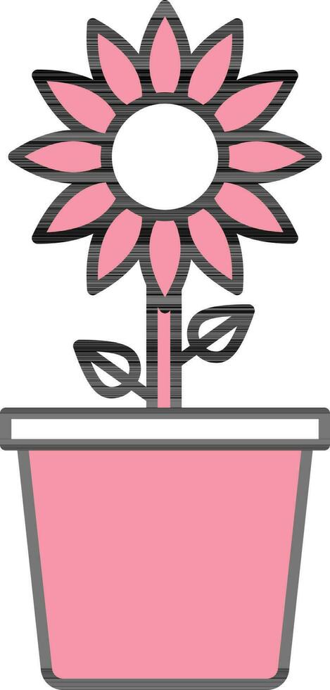 Illustration of  Flower Pot Icon In Pink Color. vector