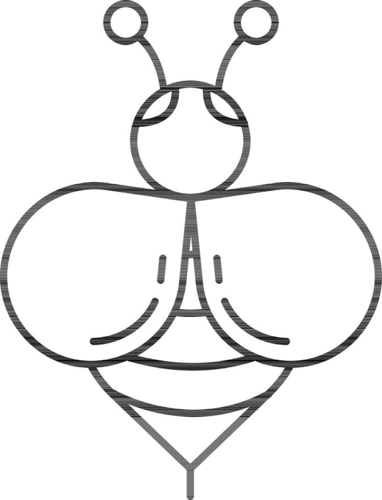 Bee Icon In Thin Line Art. vector