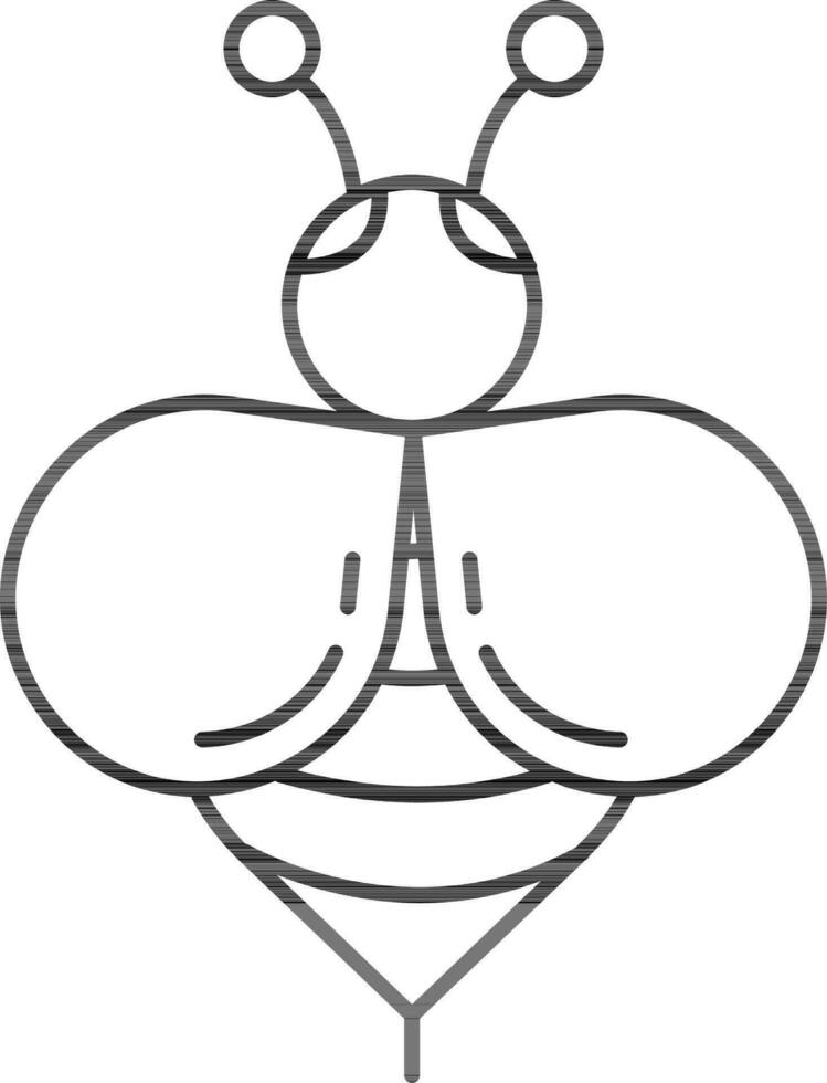 Bee Icon In Thin Line Art. vector