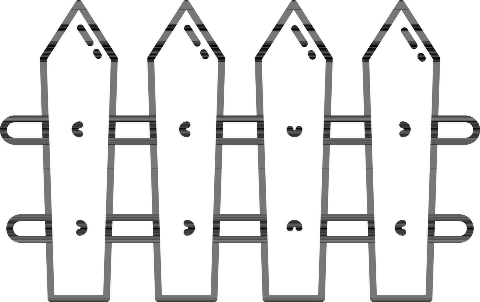 Fence Icon In Black Line Art. vector