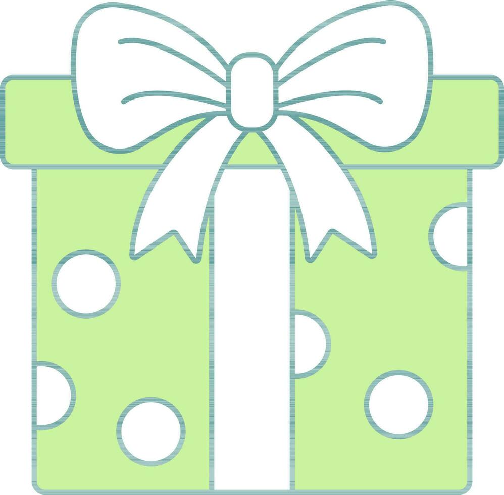 Gift Box Icon In Green And White Color. vector