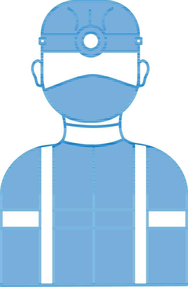 construcción trabajador vestir máscara icono en azul y blanco color. vector