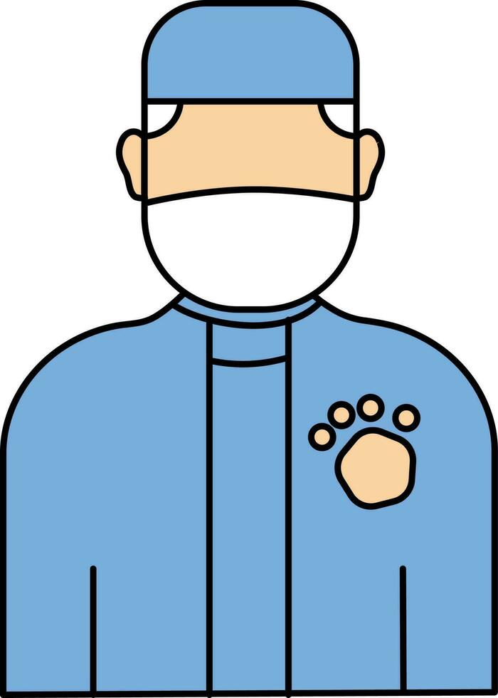 Male Veterinary Wear Mask Icon In Flat Style. vector