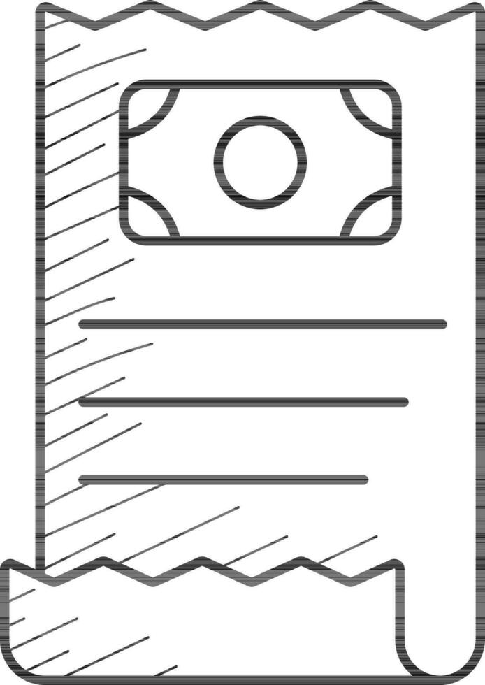 Receipt Icon In Black Line Art. vector