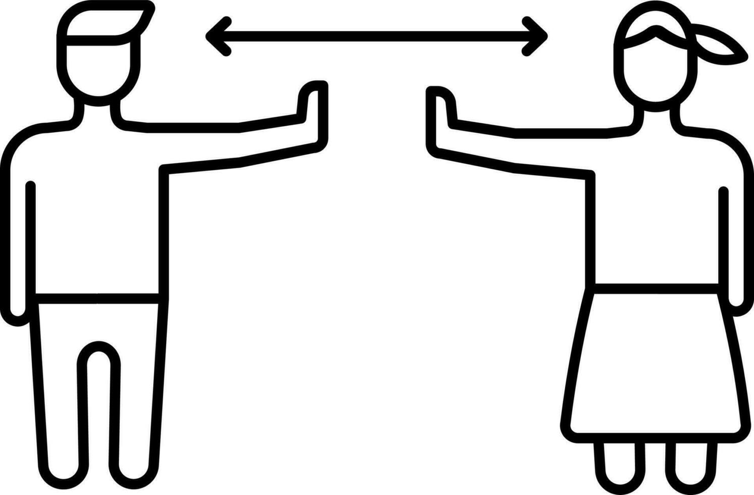 Illustration Of Man And Woman Maintain Social Distance Icon. vector