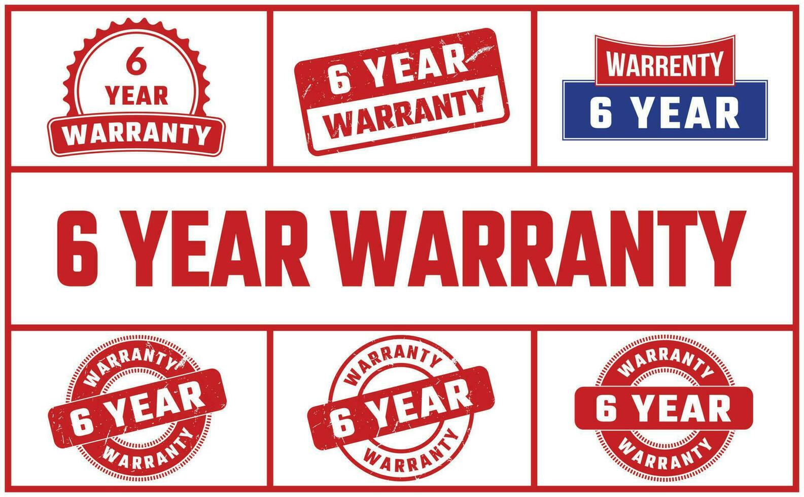 6 Year Warranty Rubber Stamp Set vector