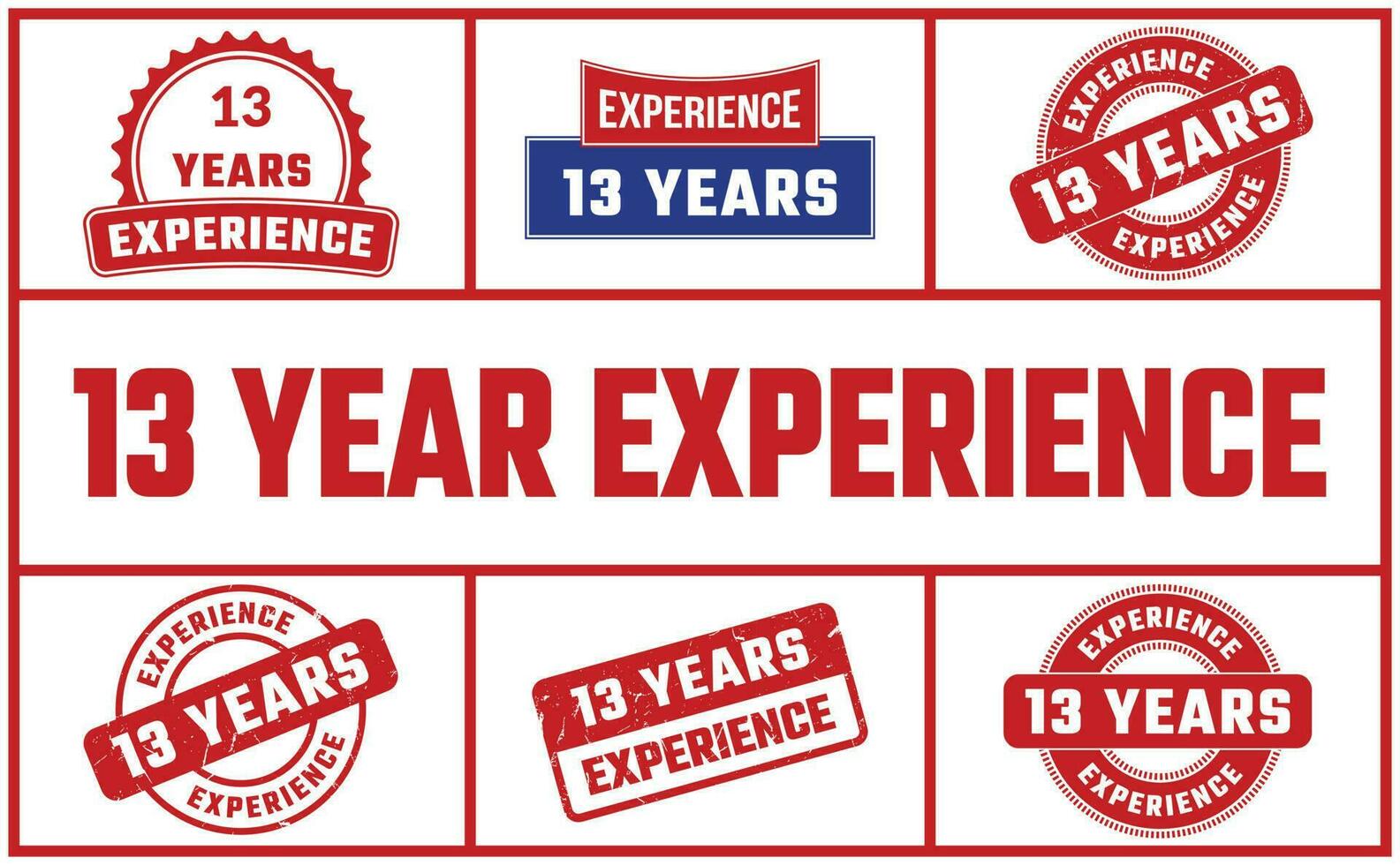 13 Years Experience Rubber Stamp Set vector