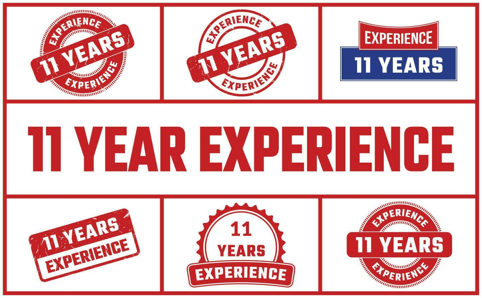 11 Years Experience Rubber Stamp Set vector