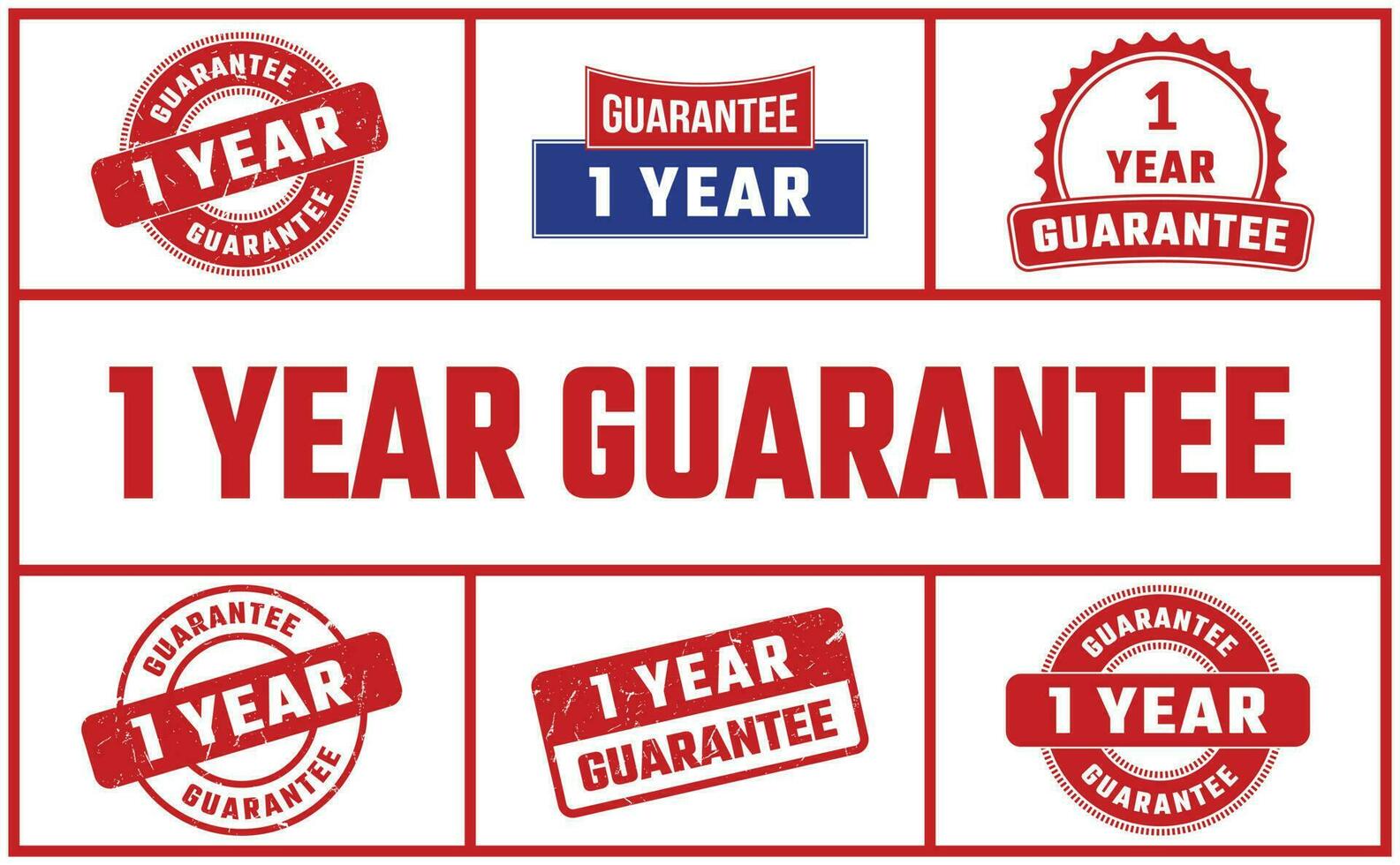 1 Year Guarantee Rubber Stamp Set vector