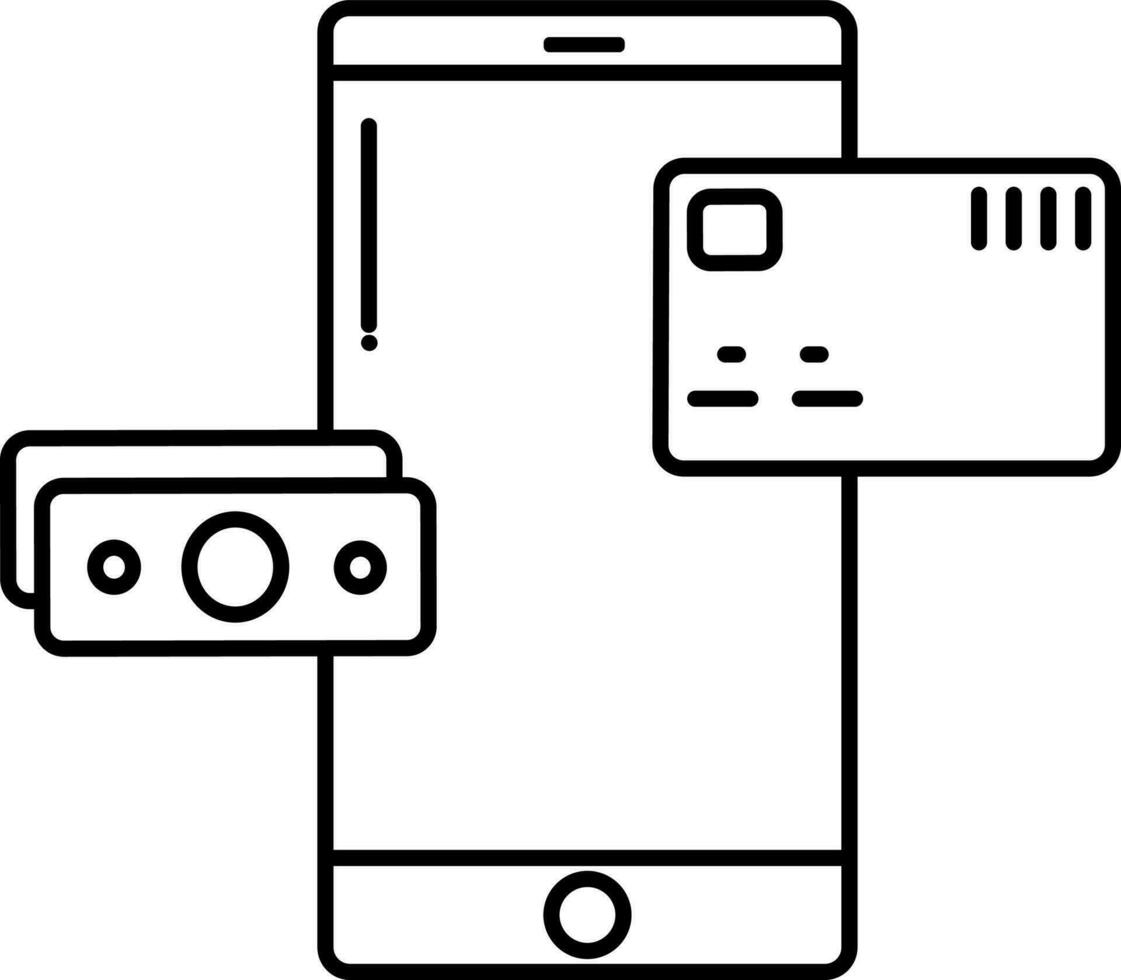 lineal estilo en línea dinero transacción desde teléfono inteligente icono. vector