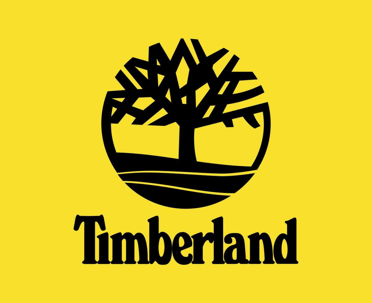 Timberland Brand Logo With Name Black Symbol Clothes Design Icon Abstract Vector Illustration With Yellow Background