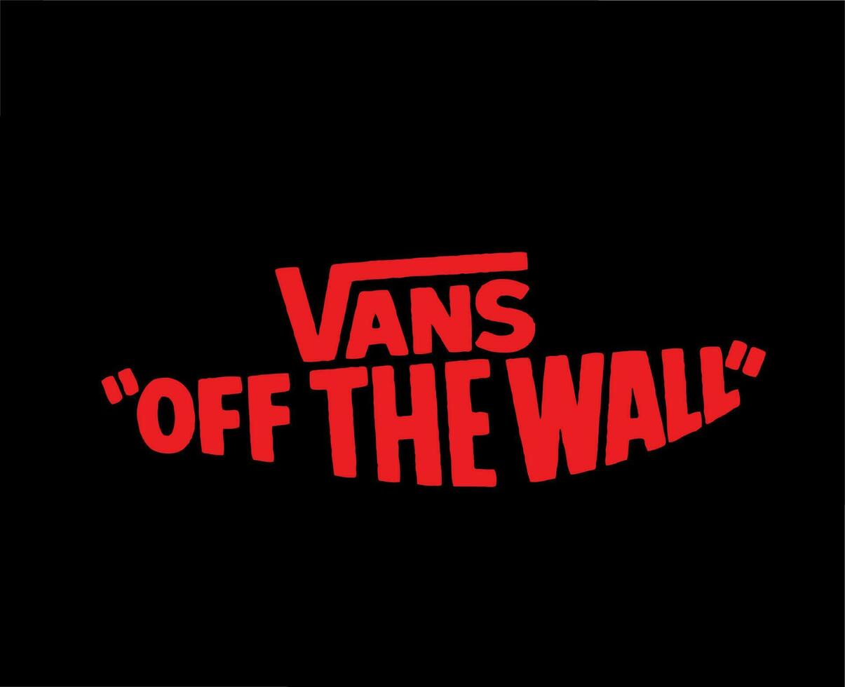 Vans Off The Wall Brand Logo Name Red Symbol Clothes Design Icon Abstract Vector Illustration With Black Background