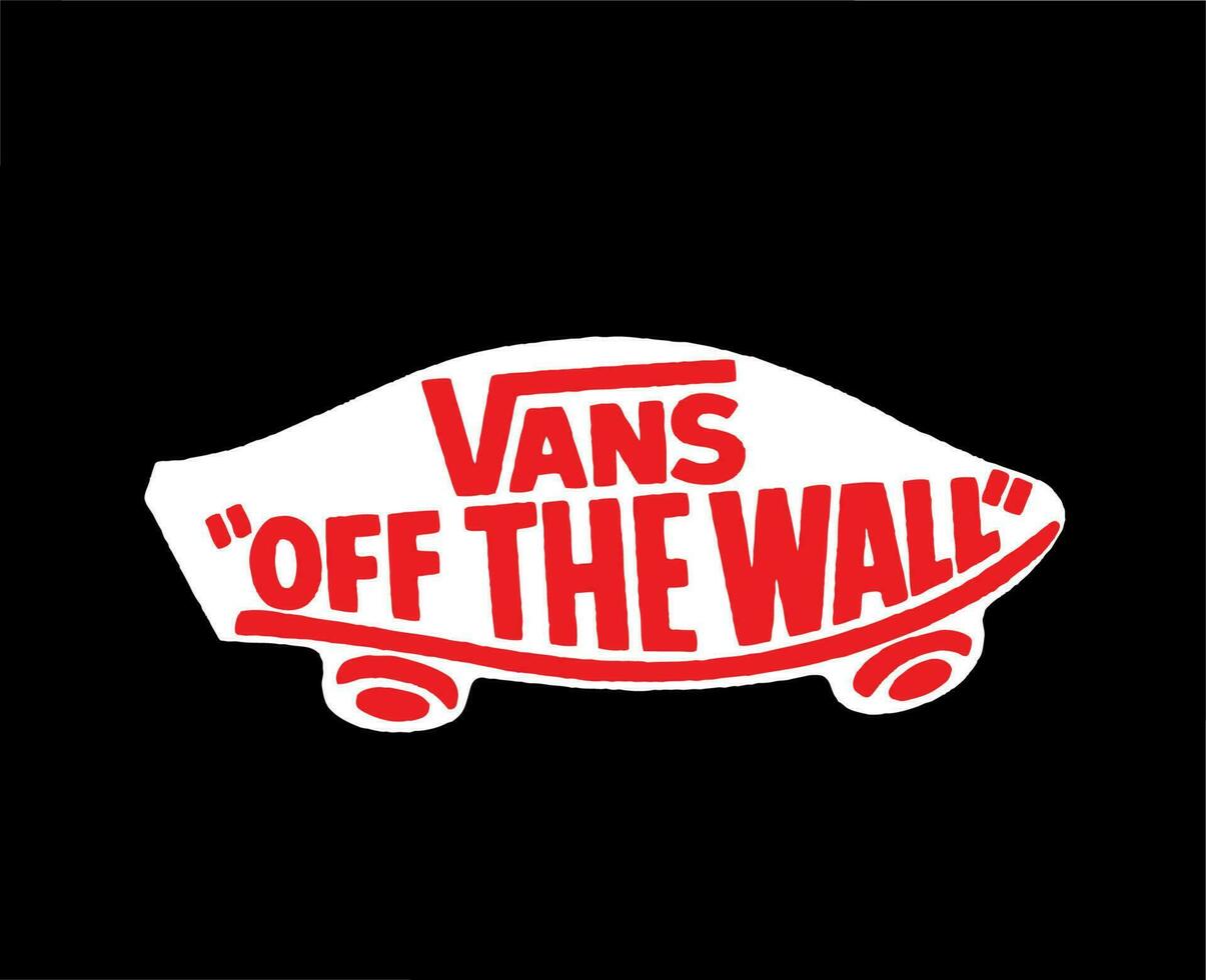 Vans Off The Wall Brand Logo Red Symbol Clothes Design Abstract Icon Vector Illustration With Black Background