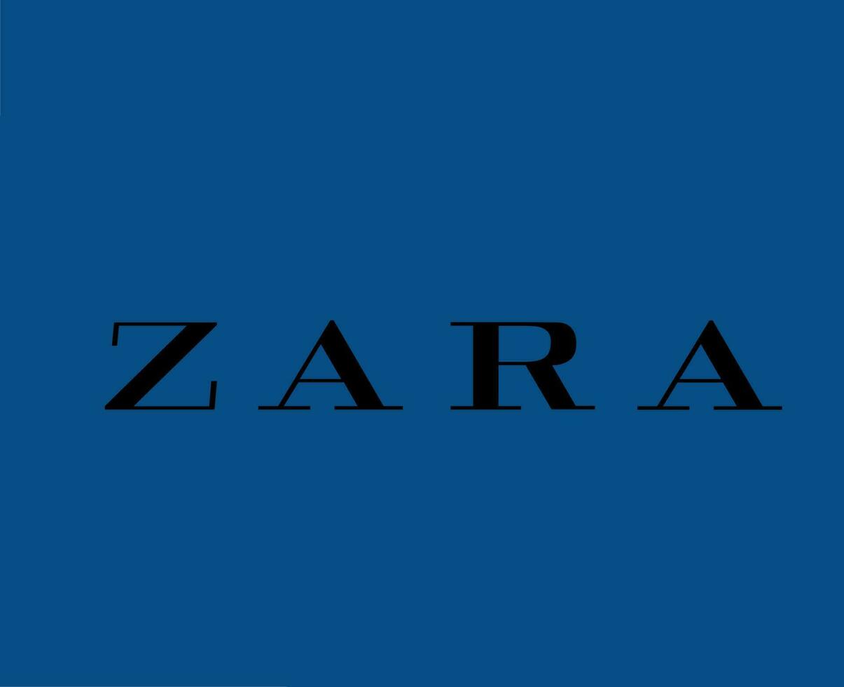 Zara Brand Symbol Black Logo Clothes Design Icon Abstract Vector Illustration With Blue Background