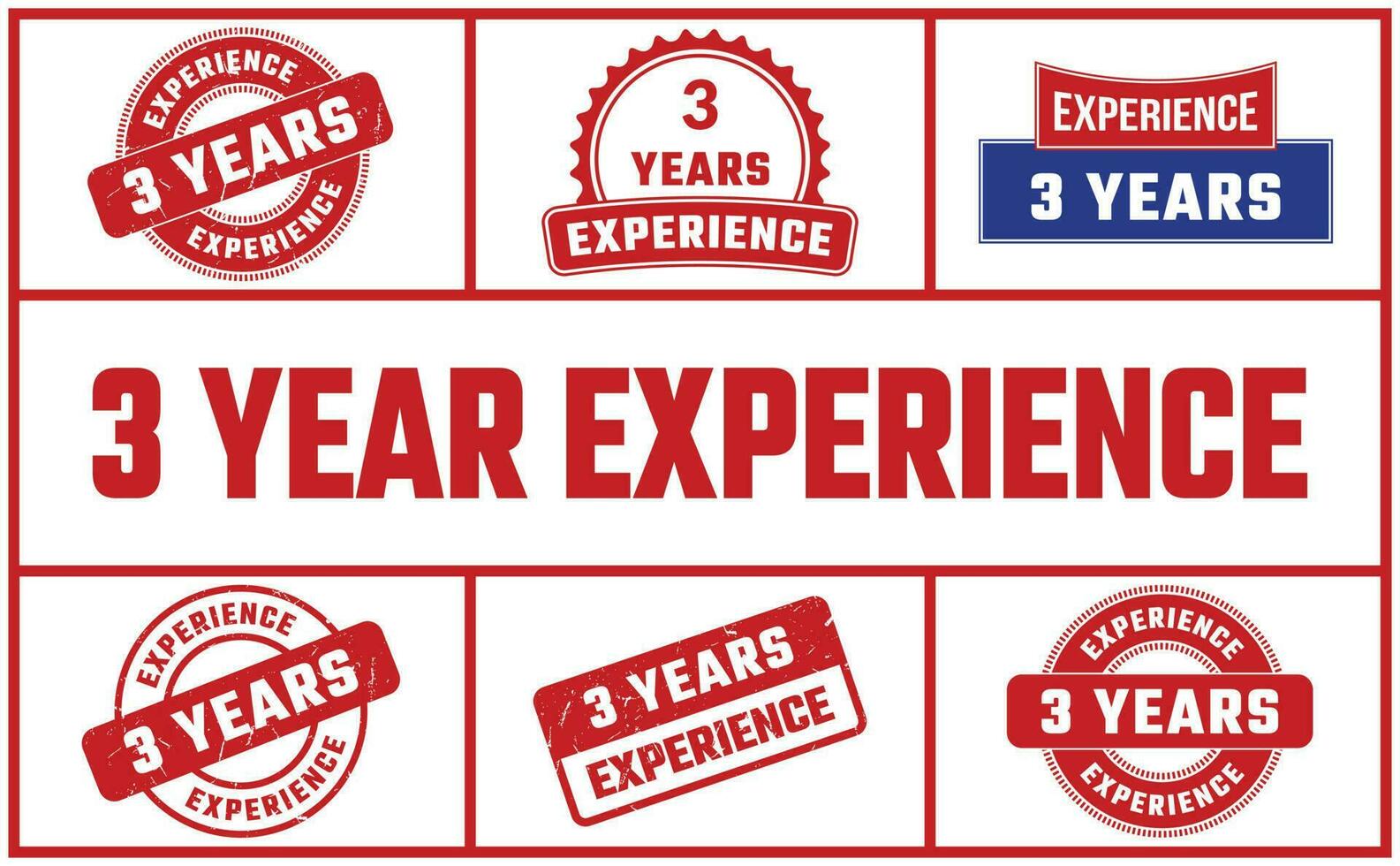 3 Years Experience Rubber Stamp Set vector