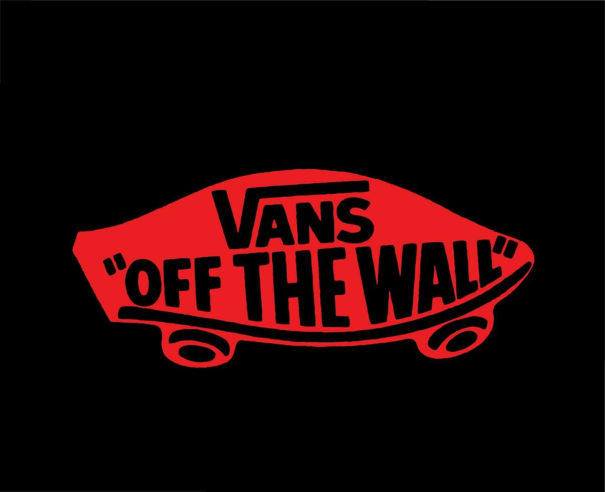 Vans Off The Wall Brand Logo Red Symbol Clothes Design Icon Abstract Vector Illustration With Black Background