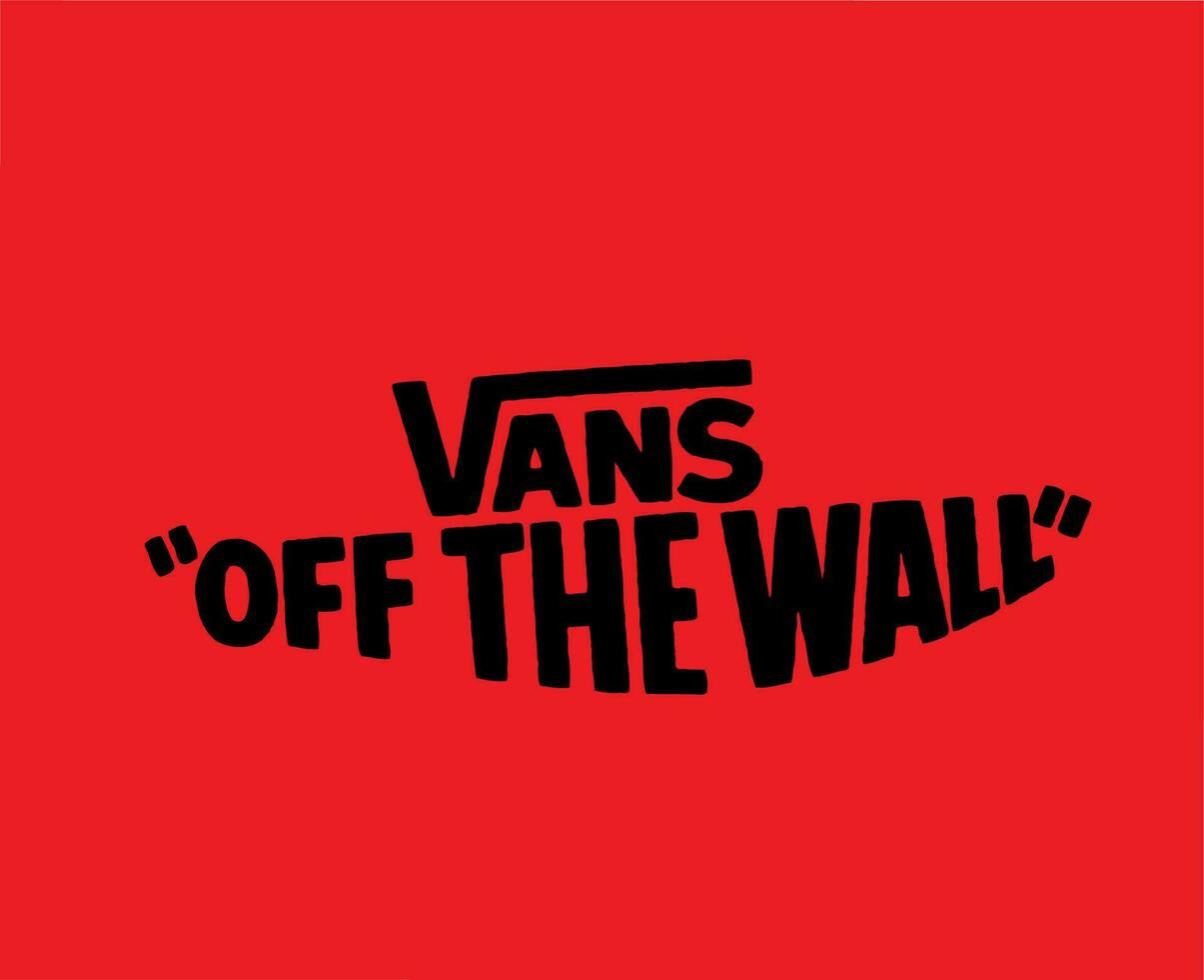 Vans Off The Wall Brand Logo Name Black Symbol Clothes Design Icon Abstract Vector Illustration With Red Background
