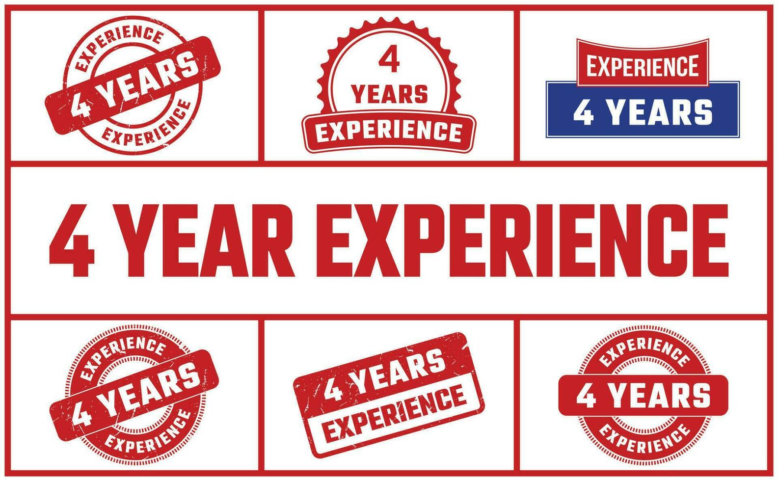 4 Years Experience Rubber Stamp Set vector